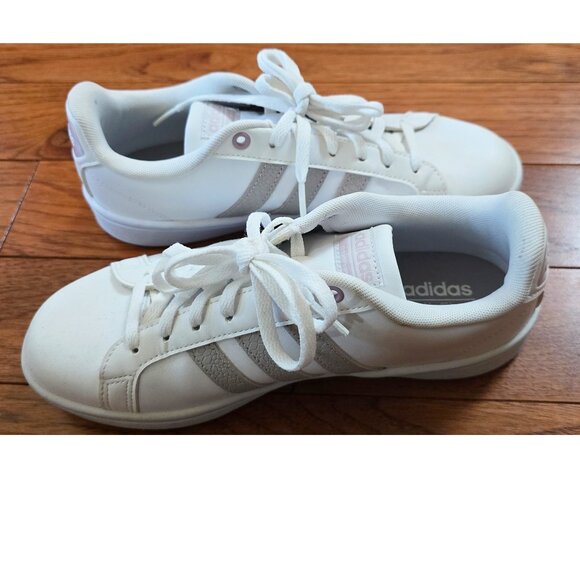 Adidas Women's Cloudfoam Advantage Sneaker White with Ice Purple Stripes 8 38 - Picture 7 of 7